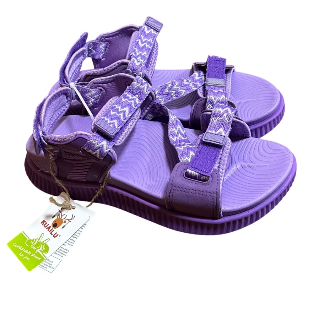Kuailu Purple Athletic Strappy Sandals Women Size 9.5 Walking Hiking Comfort New - Picture 9 of 10